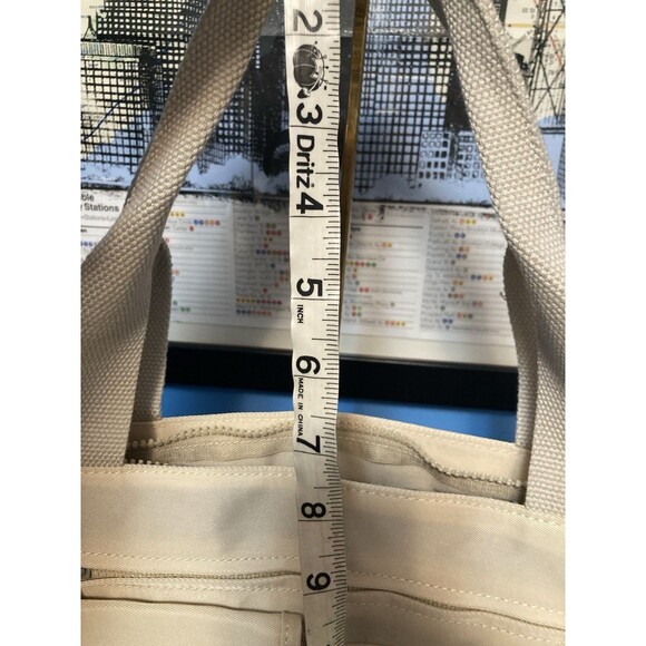 Tote Messenger Bag Shoulder Bag Satchel Canvas White Cream Zipper Compts - Picture 12 of 16